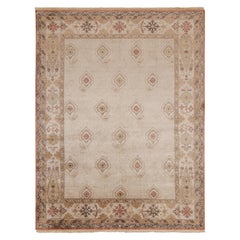 Tapis de style Classic de Rug & Kilim en Off-White avec motifs floraux Beige-Brown 