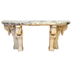19th Century Neoclassical Marble and Carved Wood Console Table