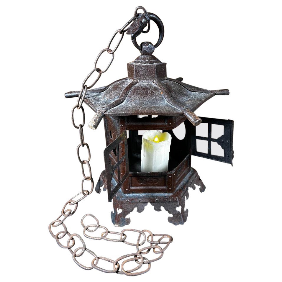 Japanese Antique Classic Sun And Moon Garden Lantern, Signed For Sale