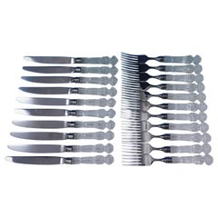 Used Waterford Crystal Handle Flatware Set Service Lot 20 pcs Dinner Forks & Knives