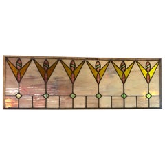 Used Stained Glass Transom Window 52"x19"