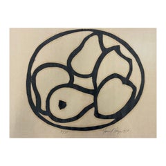 Raro grabado en bloque de madera de David Hayes, bodegón, firmado y numerado 1970
