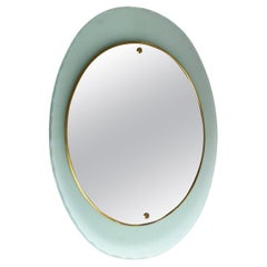 Vintage Mid Century Italian Fontana Style Oval Curved Mirror
