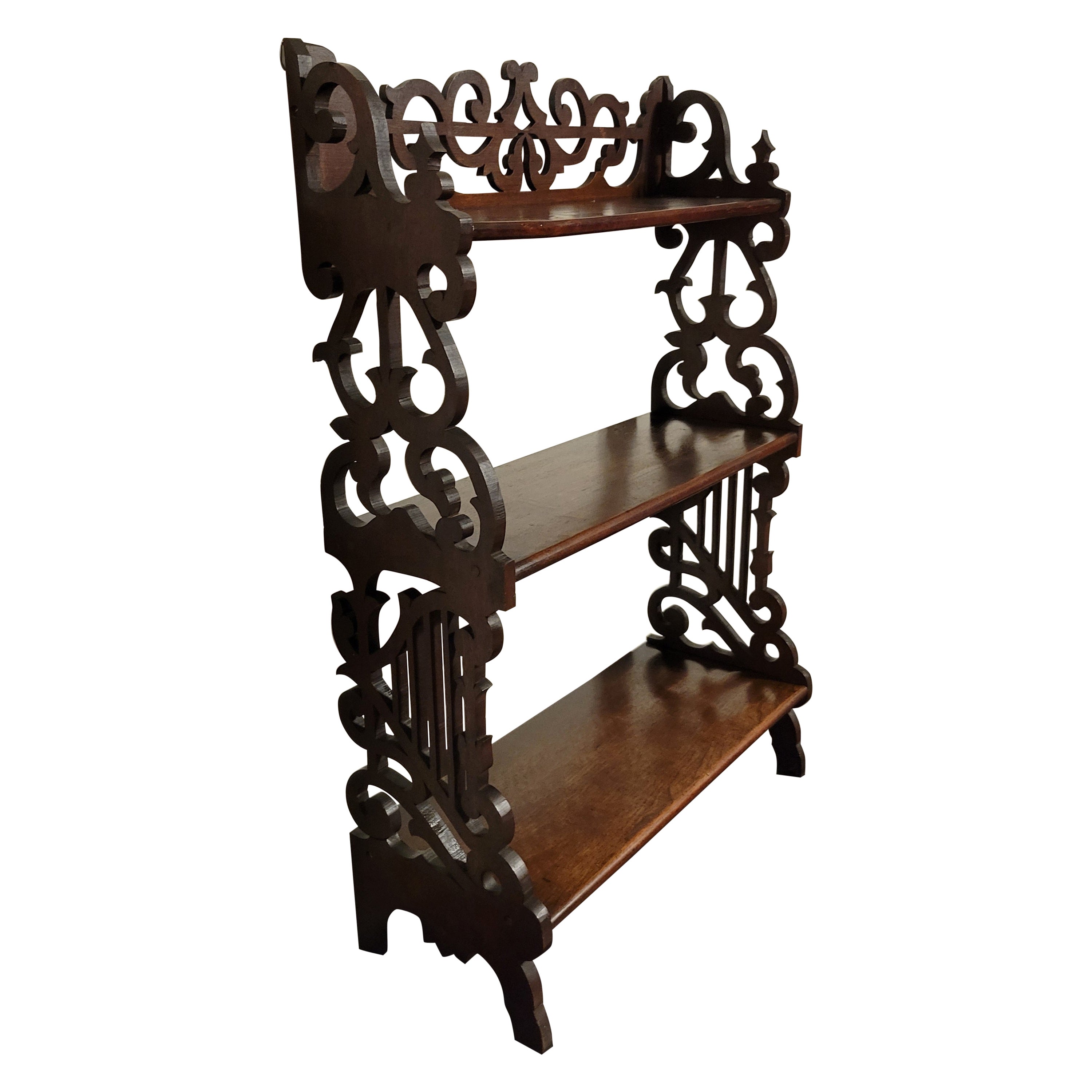 Antique Mahogany Hand-Carved French Provincial Shelf