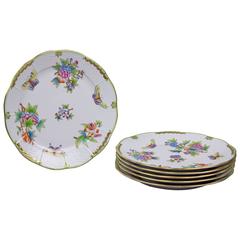 Set of Six Herend Queen Victoria Dinner Plates