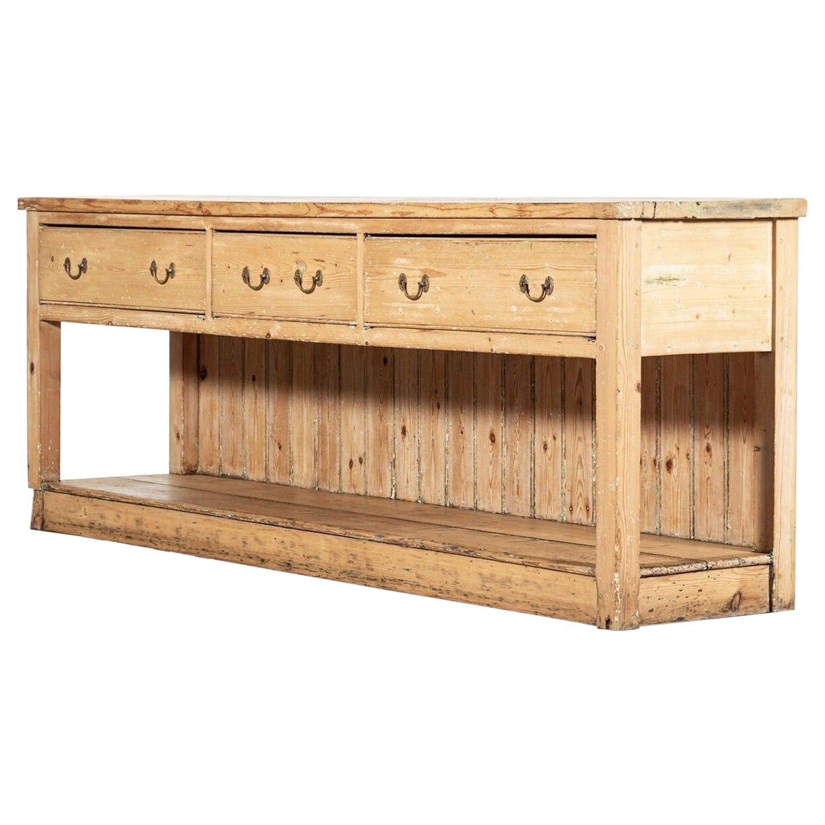 Monumental Georgian English Pine Potboard Dresser Base