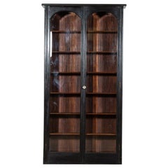 Antique Large English Mahogany Glazed Bookcase / Vitrine