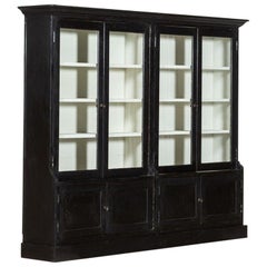 Antique Large English Ebonised Glazed Cabinet