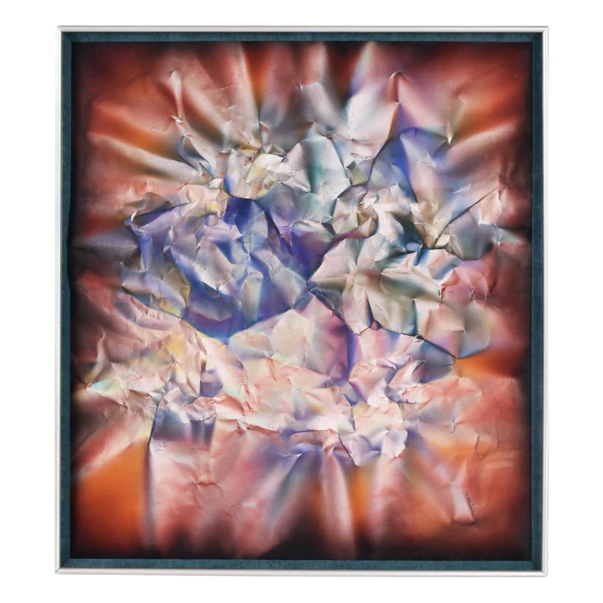 M. Fleischer Large Scale Abstract Crumpled Paper Modern Art Painting 1987