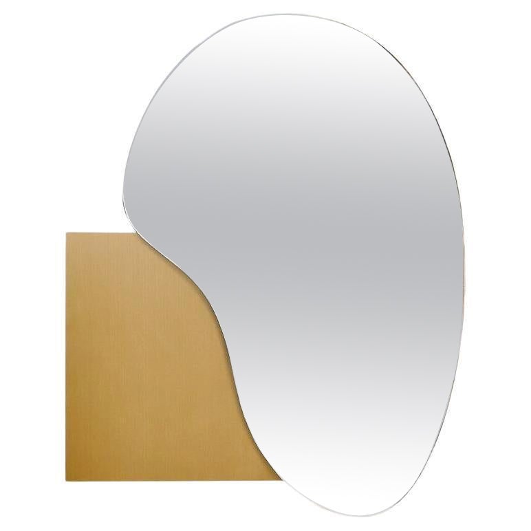 Contemporary Wall Mirror Lake 4 by Noom, Brushed Brass Frame For Sale