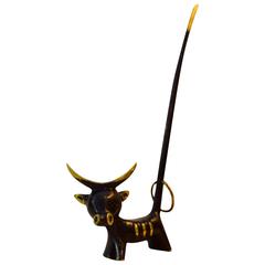 Walter Bosse Brass Bull Figurine Pretzel Holder, Ring Holder