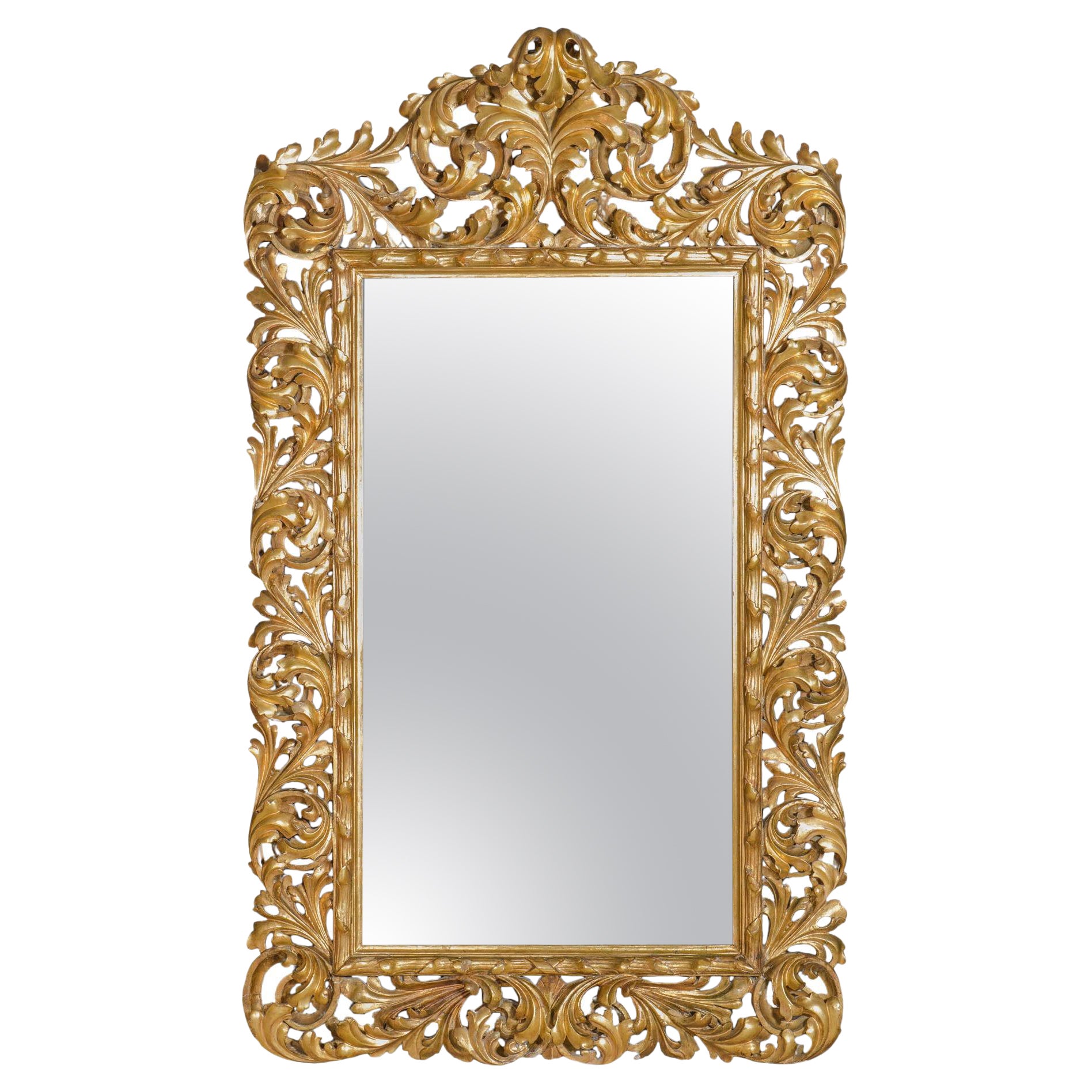 Großer italienischer vergoldeter Spiegel aus dem 18.  im Angebot