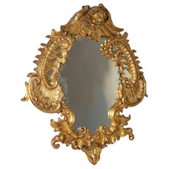 Antique Golden Rococo Wall Mirror, 2nd Half 18th Century