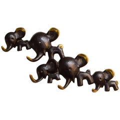 Two Walter Bosse Brass Key Hanger of a Elephant Group Made by Hertha Baller