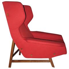 Rare Italian Wingback Lounge Chair by Gianfranco Frattini, Cassina, 1959