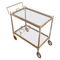 Neoclassical Style Brass Drinks Trolley with Removable Trays by Maison Jansen