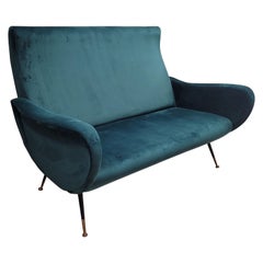 Vintage Marco Zanusso Italian Green Sofa for two