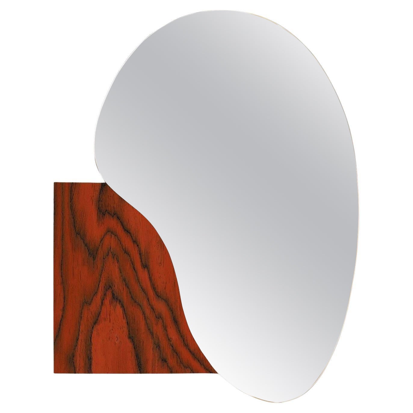 Contemporary Wall Mirror 'Lake 4' by Noom, ALPI Wood Veneer For Sale