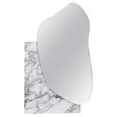 Miroir mural contemporain 'Lake 1' par NOOM, marbre blanc Statuario