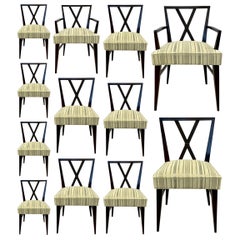 Vintage Tommi Parzinger Attrib., Mid-Century Modern, Twelve Dining Chairs, 1960s