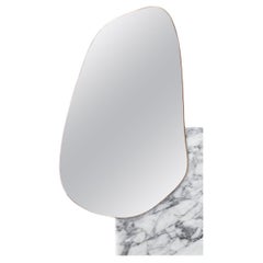 Contemporary Wall Mirror 'Lake 3' by Noom, White Marble and Copper Tint