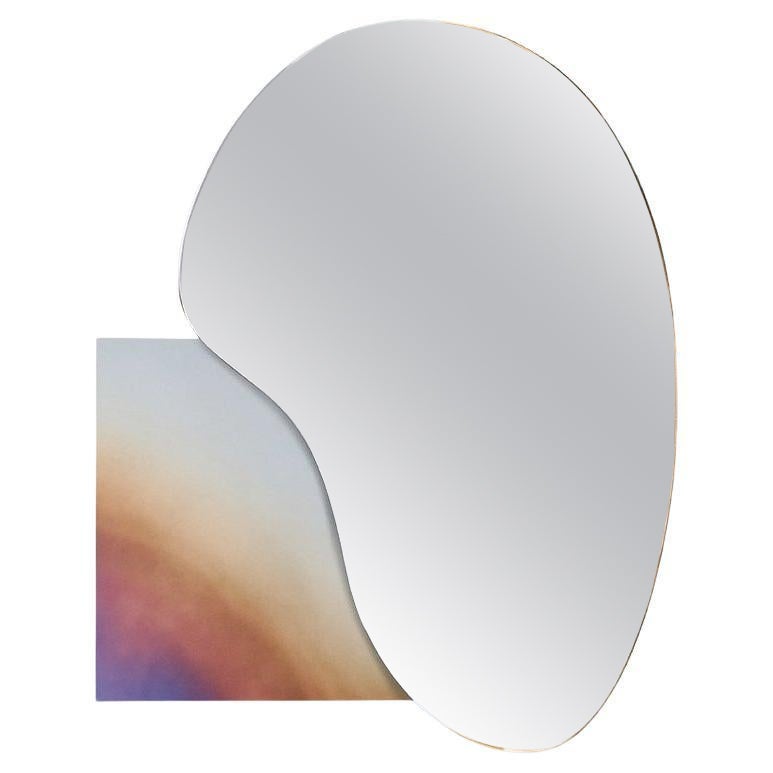 Modern Wall Mirror Lake 4 by Noom with Burned Steel Base For Sale