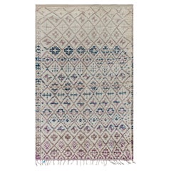 Vintage Moroccan Rug in Beige, Blue, Purple