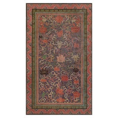 Antique Chinese Botanic Silk Carpet