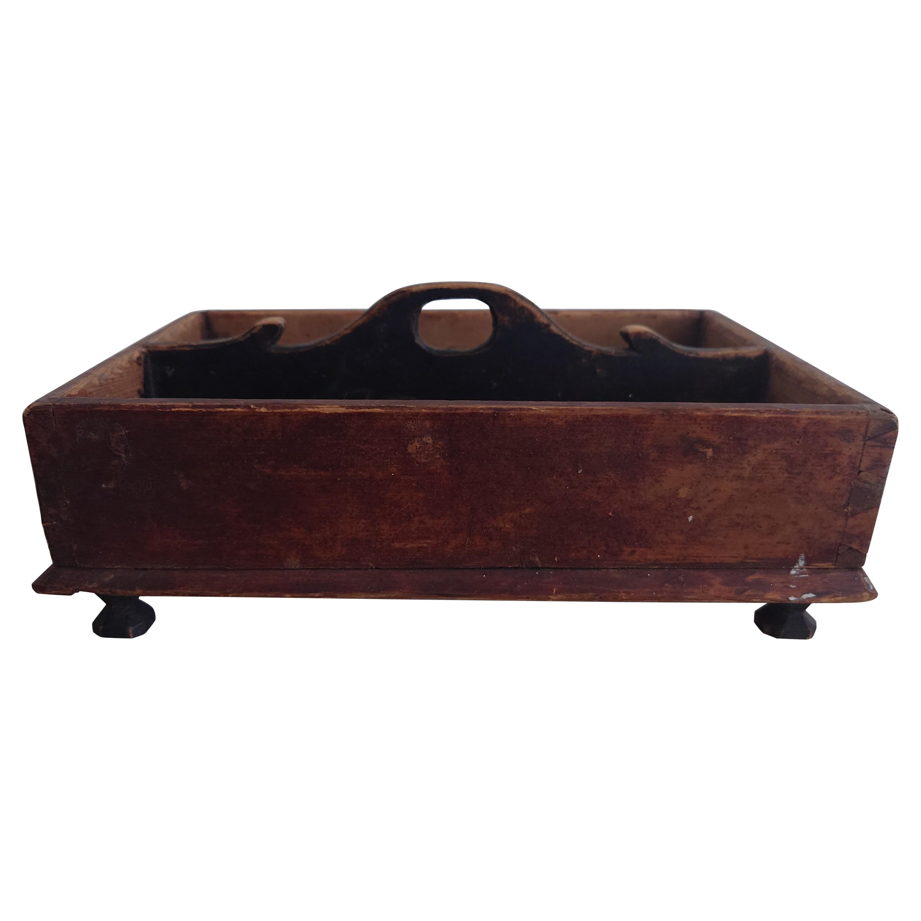 Antique Swedish genuine Folk Art  Country Cutlery box dated 1857 Original paint For Sale