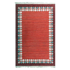 Midcentury Swedish Flat Woven Rug by Ingegerd Silow