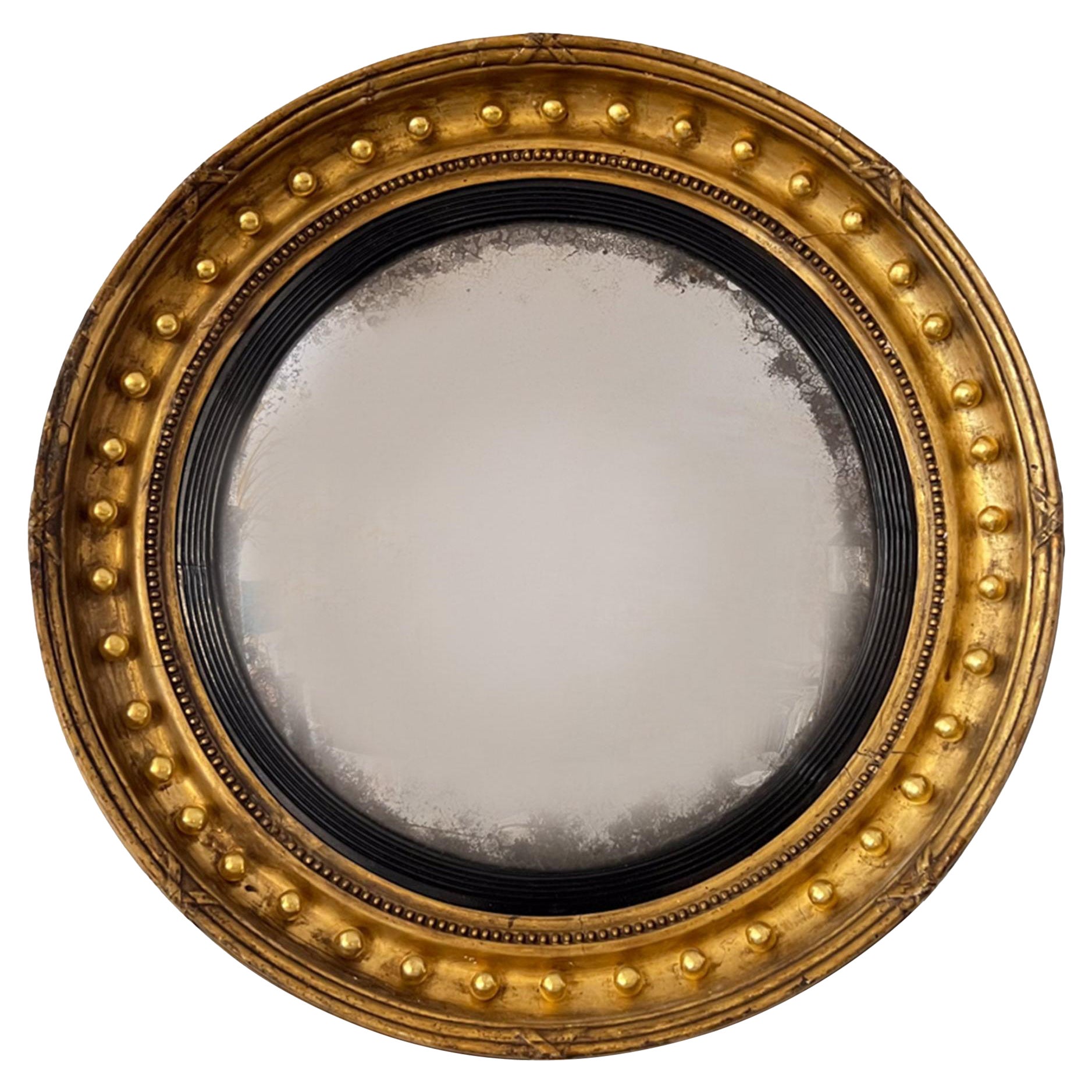 English Regency Mirror With Convex Glass For Sale