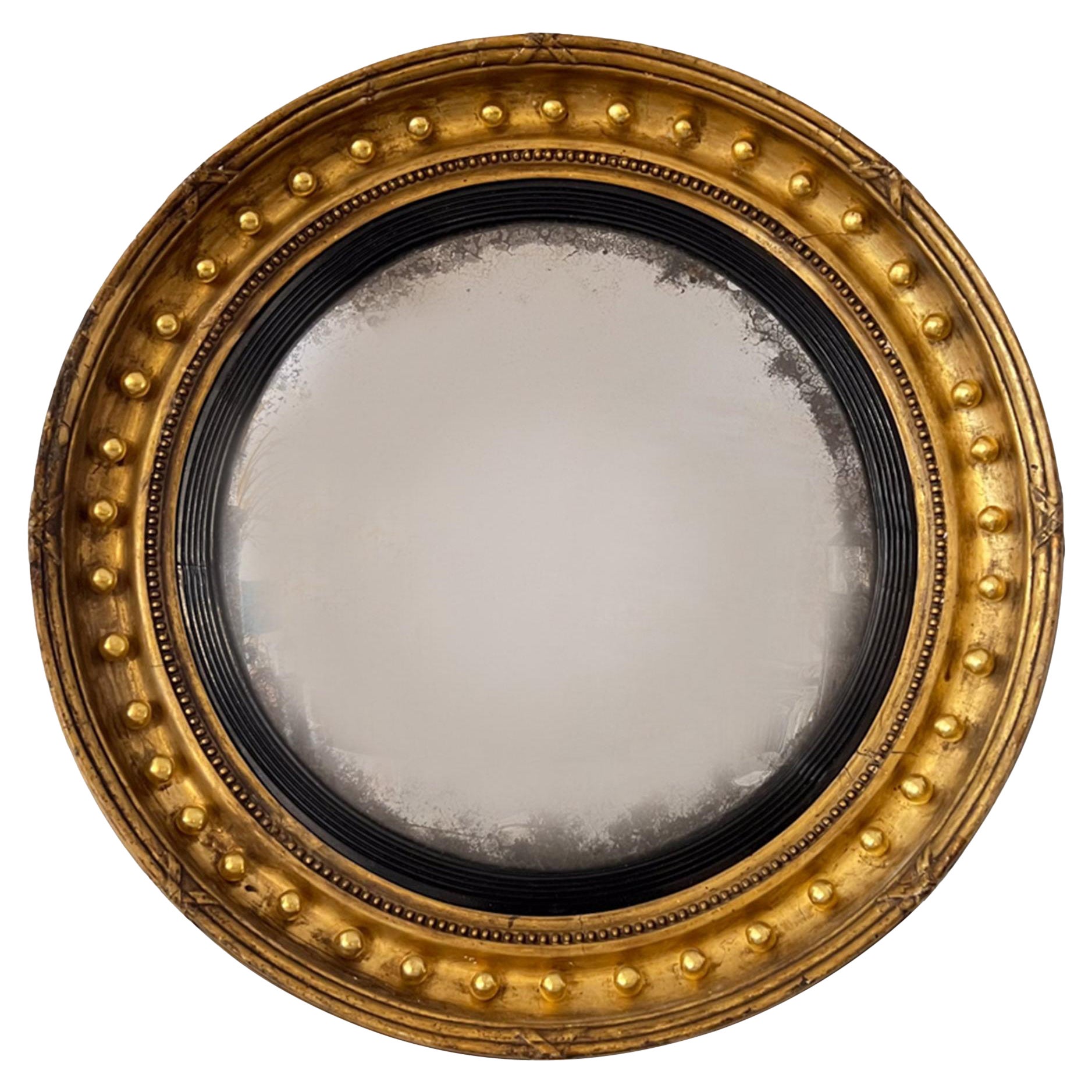 Specchio inglese Regency con vetro convesso