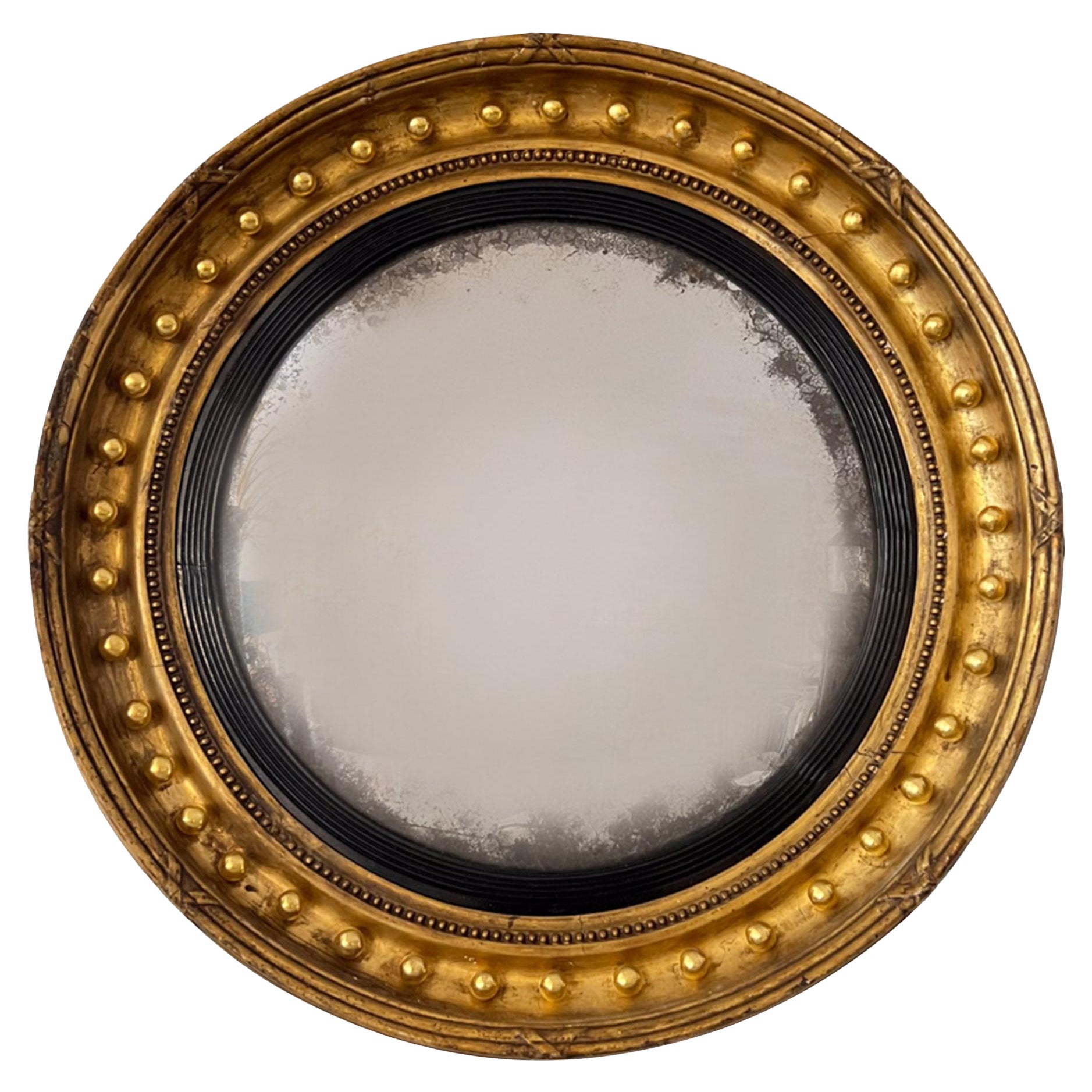 English Regency Mirror With Convex Glass