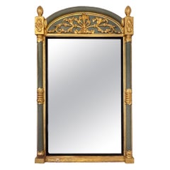 Swedish 19th Century Giltwood Mirror With Refreshed Green Paint