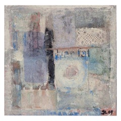 Jette Lindberg, Danish artist. Mixed media on board. Abstract composition.