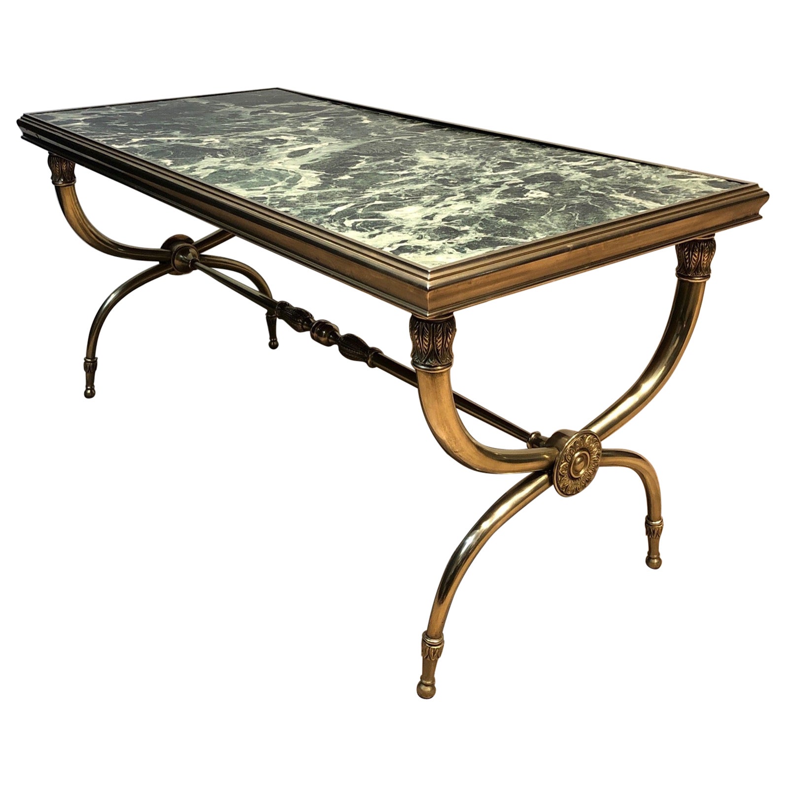 Bronze, Brass and Marble Neoclassical Style Coffee Table by Raymond Subes For Sale