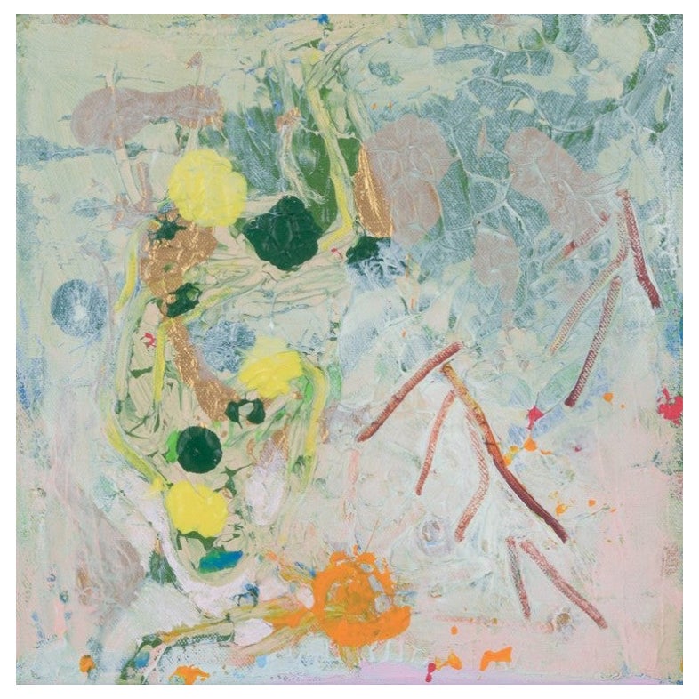 Lotte Kjøller. Mixed media on canvas. Abstract composition. Title: "Climbing"