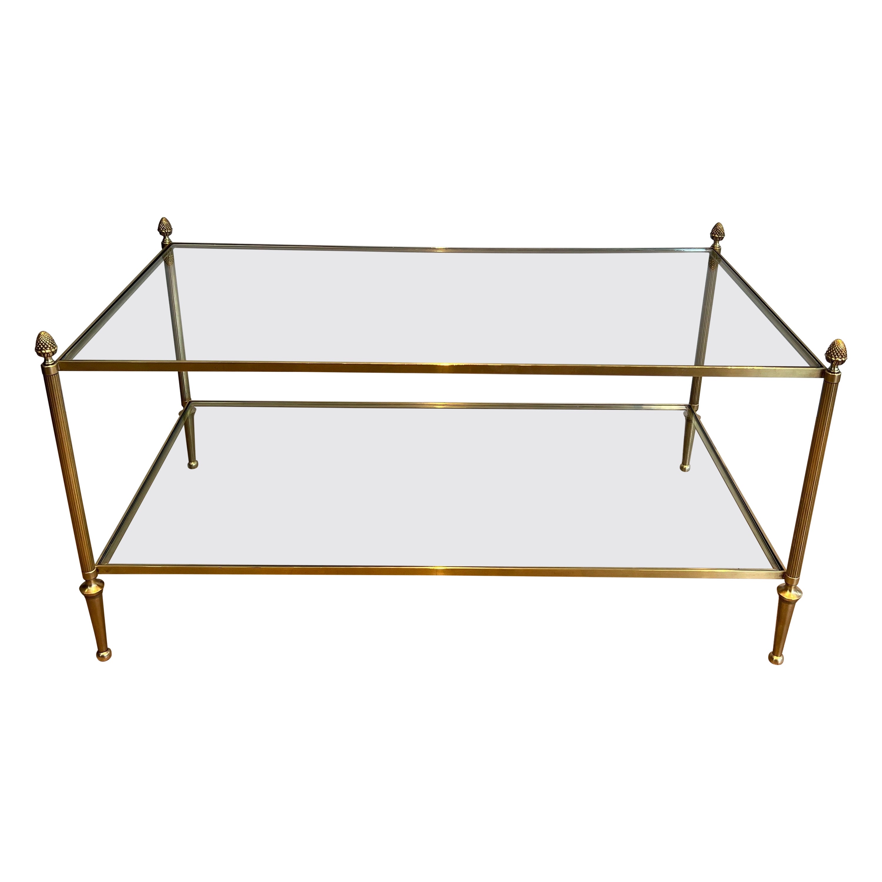 Neoclassical Style Two Tiers Coffee Table in Bronze, Brass  by Maison Baguès