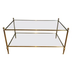 Neoclassical Style Two Tiers Coffee Table in Bronze, Brass  by Maison Baguès