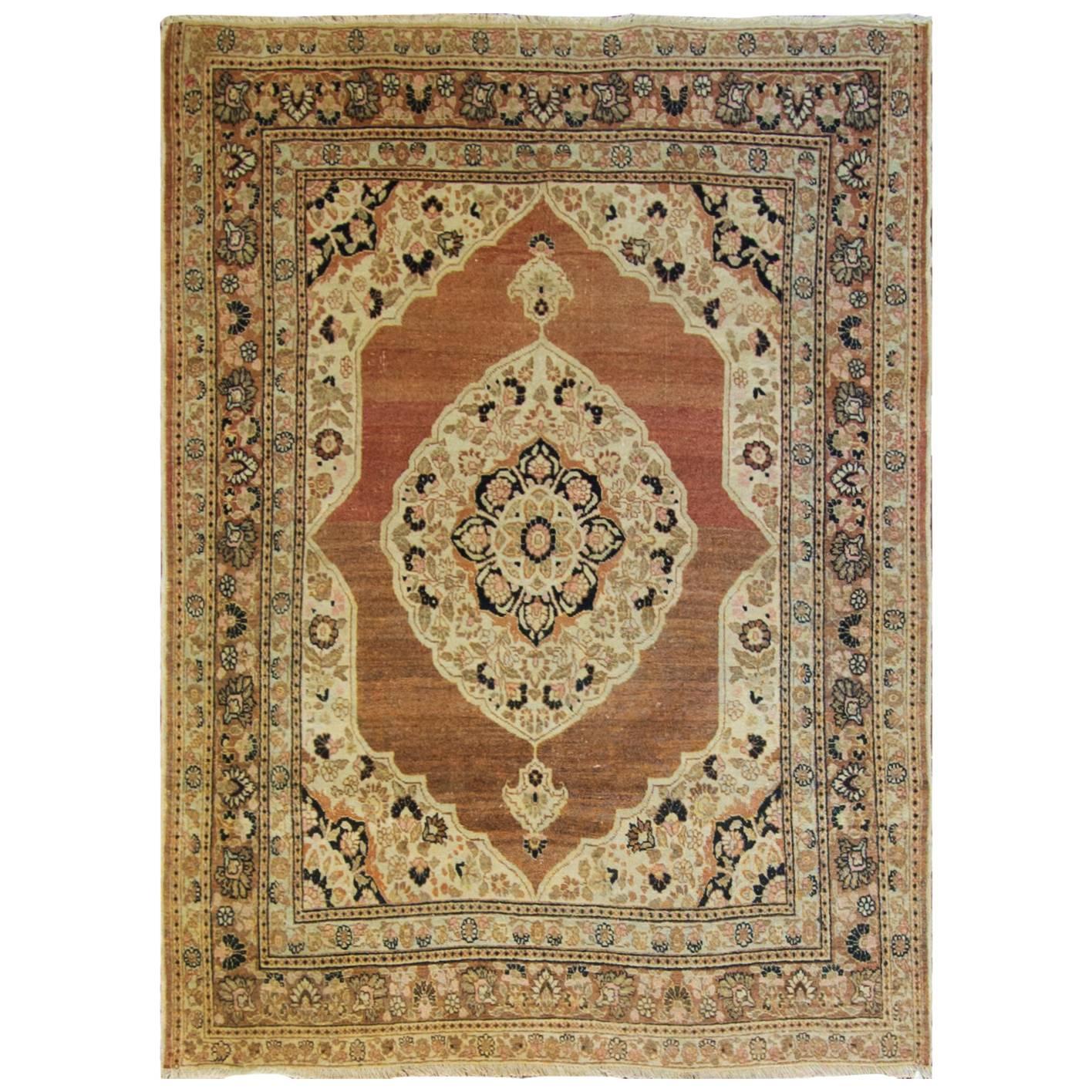 Antique Persian Tabriz Hajji Rug, 4'1" x 5'4" c-1900 For Sale