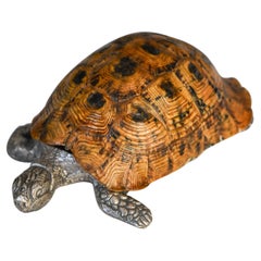 "Turtle" pocket emptier by Gabriella Crespi in silver metal and shell