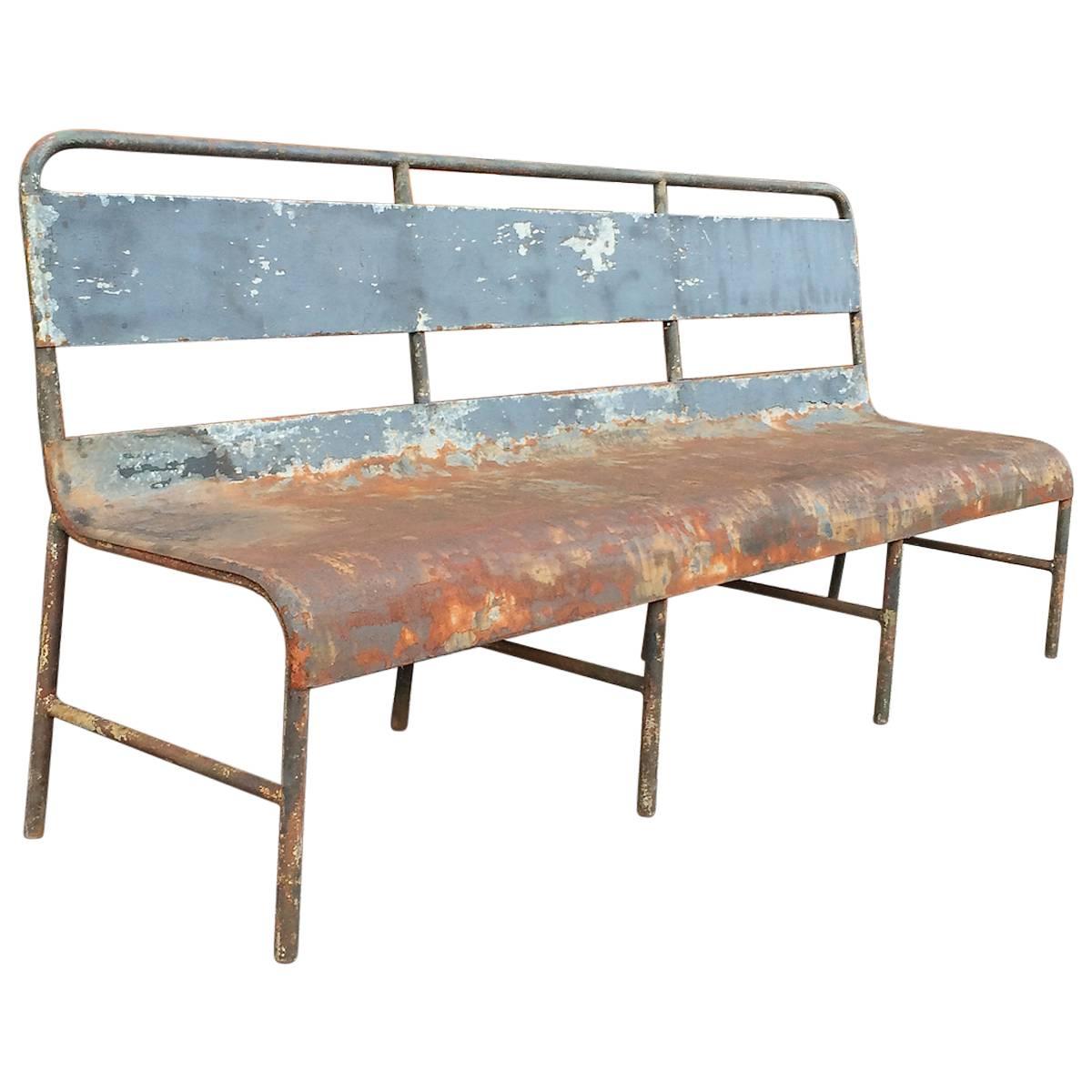 Industrial Painted Steel Navy Ship Bench