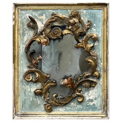 Espejo francés dorado y pintado a medida, estilo rococó