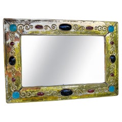 Grande specchio francese moderno in ceramica firmato F. Lembo