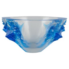 Retro Marc Lalique, France. Colossal and impressive "Haiti" art glass bowl.