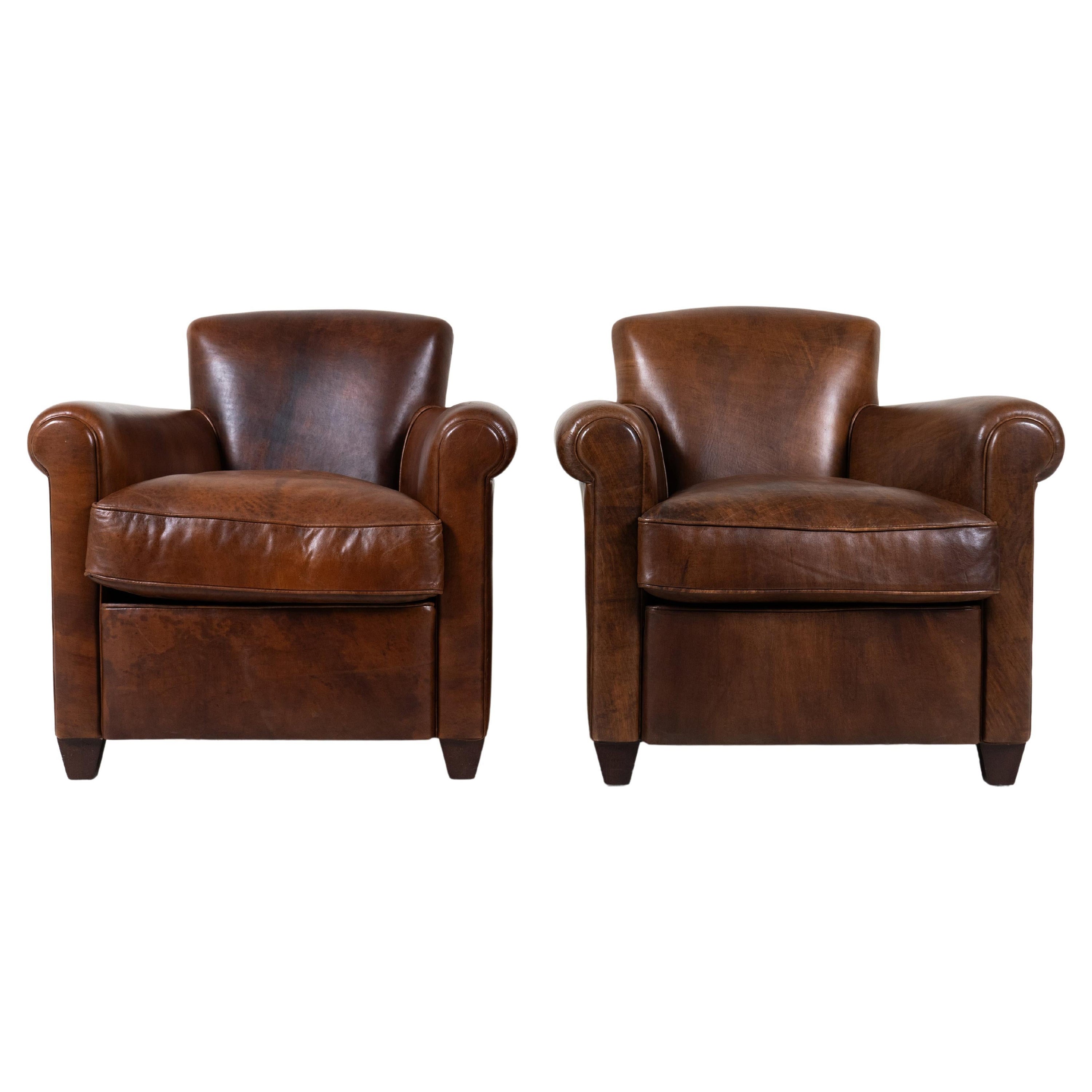A Pair of Lamb Leather Chairs, France Newly Made For Sale