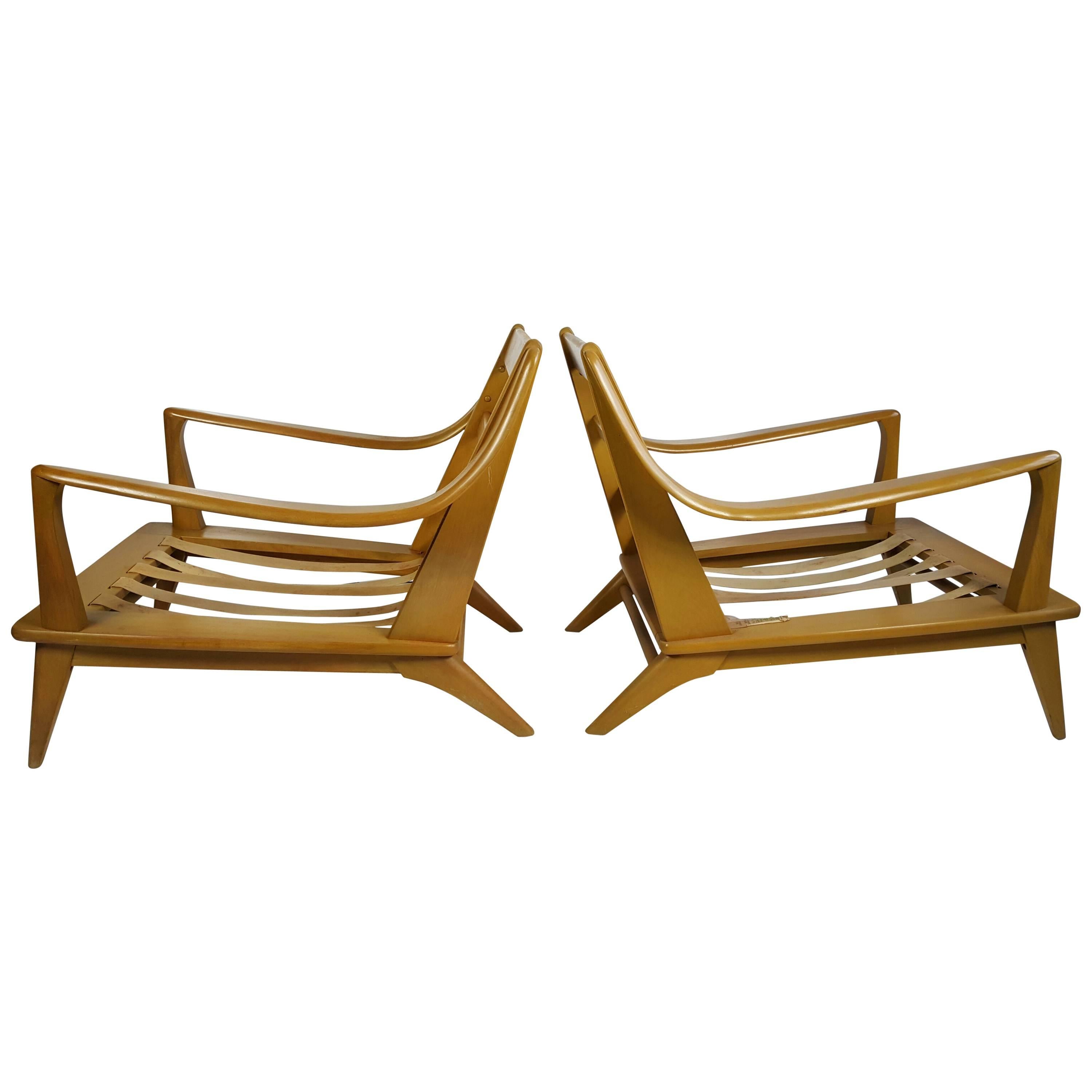 Pair of Streamline Modern Lounge Chairs Heywood-Wakefield