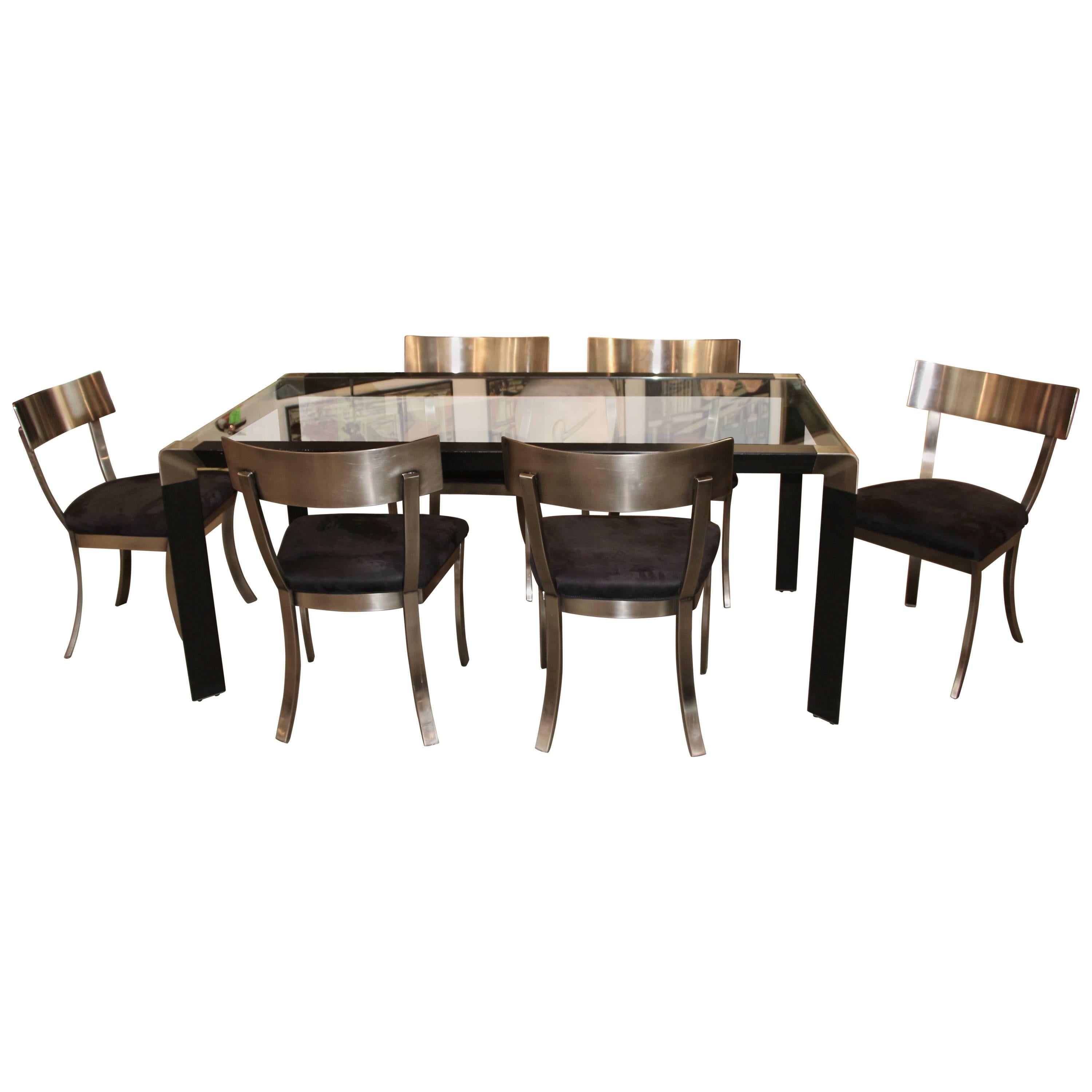 DIA Design Institute of America Steel Klismos Chairs Dining Table
