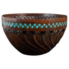 Antique Enameled Copper Art Nouveau Spiral Bowl by Ludwig Karl Maria Vierthaler
