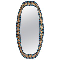 Vintage Siva Poggibonsi, Wall Mirror, Enamel Metal, Italy, 1950s